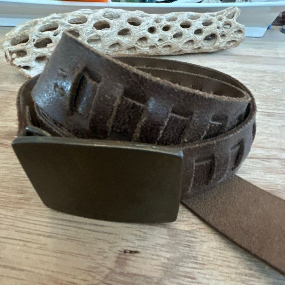 Mexx Brown rustic leather belt leather belt men's leather belt size L with buckl